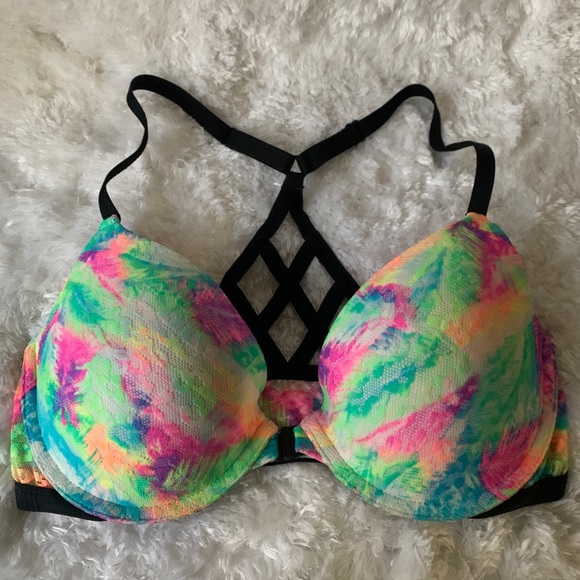 NIB RARE HTF TROPICAL/WATERCOLOR STAPPY BACK BRA - Picture 1 of 6